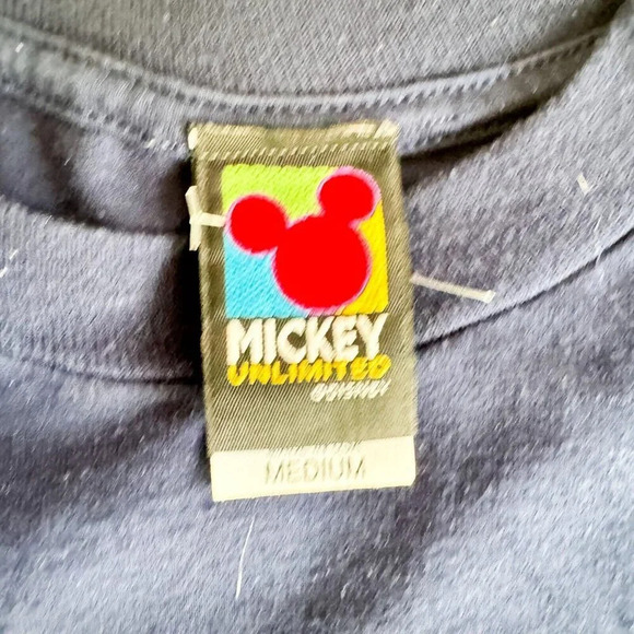 Vintage Mickey Unlimited Textured Mickey Mouse Graphic navy  Blue T shirt M - Picture 4 of 8